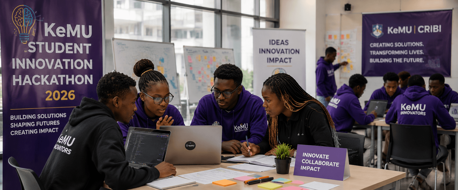 KeMU student innovation hackathon participants collaborating