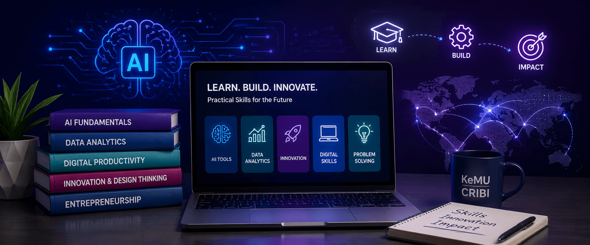 AI and digital skills training visual with learning technologies