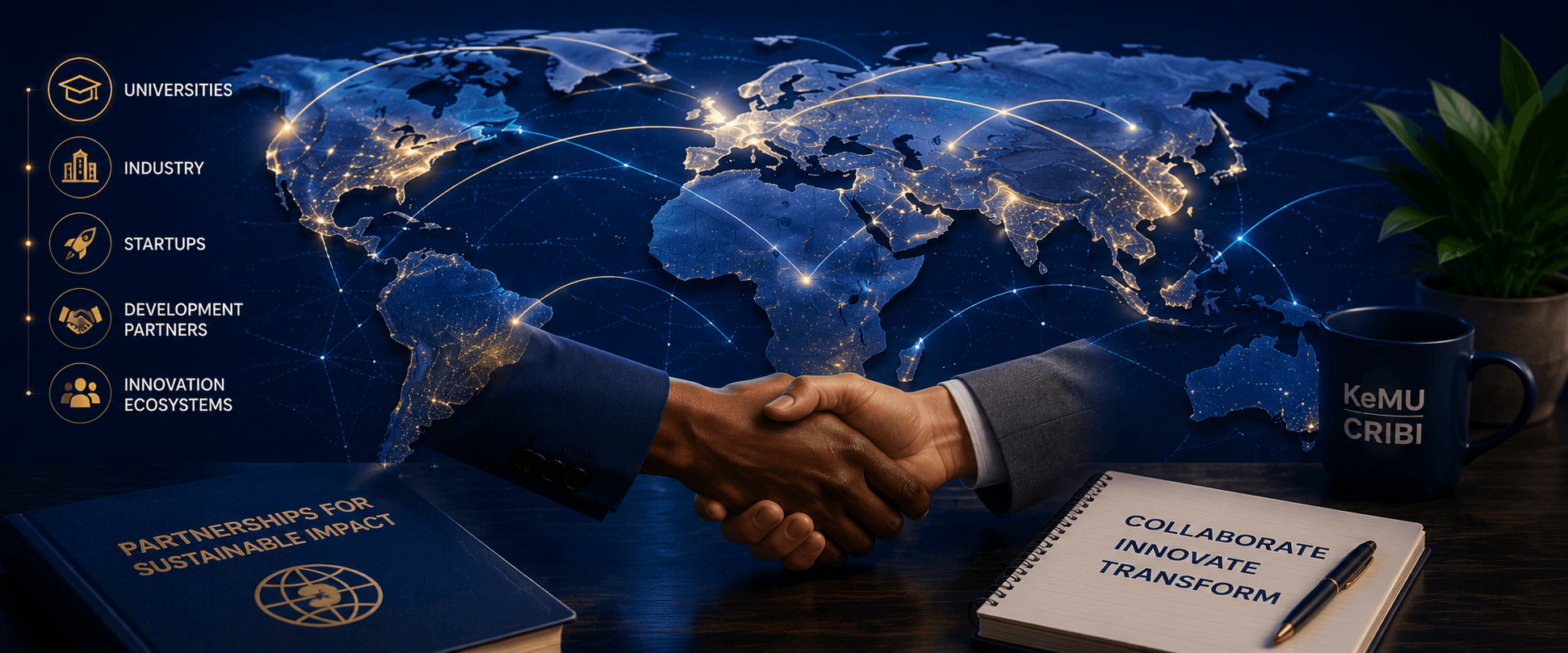 Global collaboration network and partnership visual